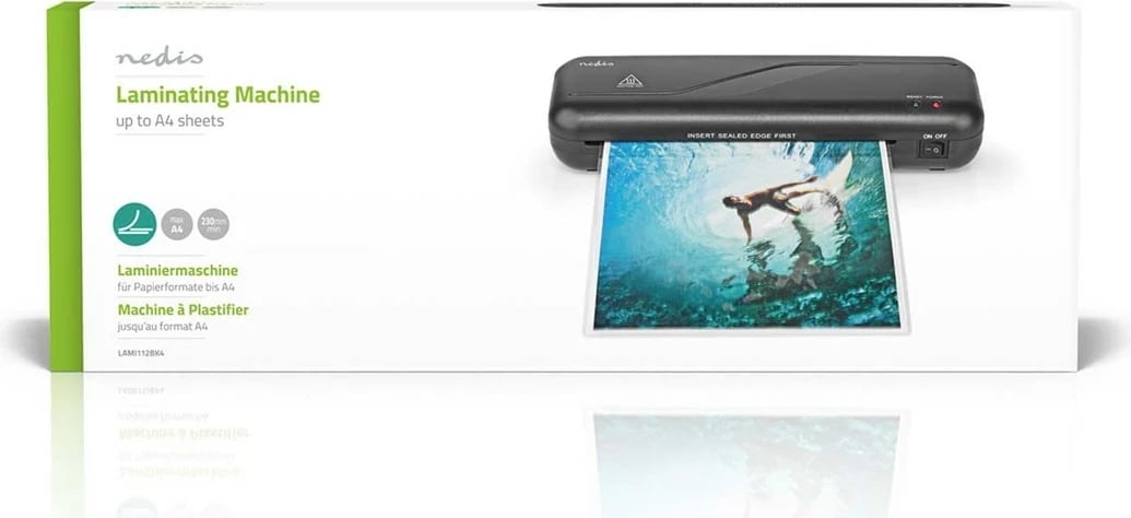 Laminator Nedis LAMI112BK4, A4, 230 mm/min, i zi