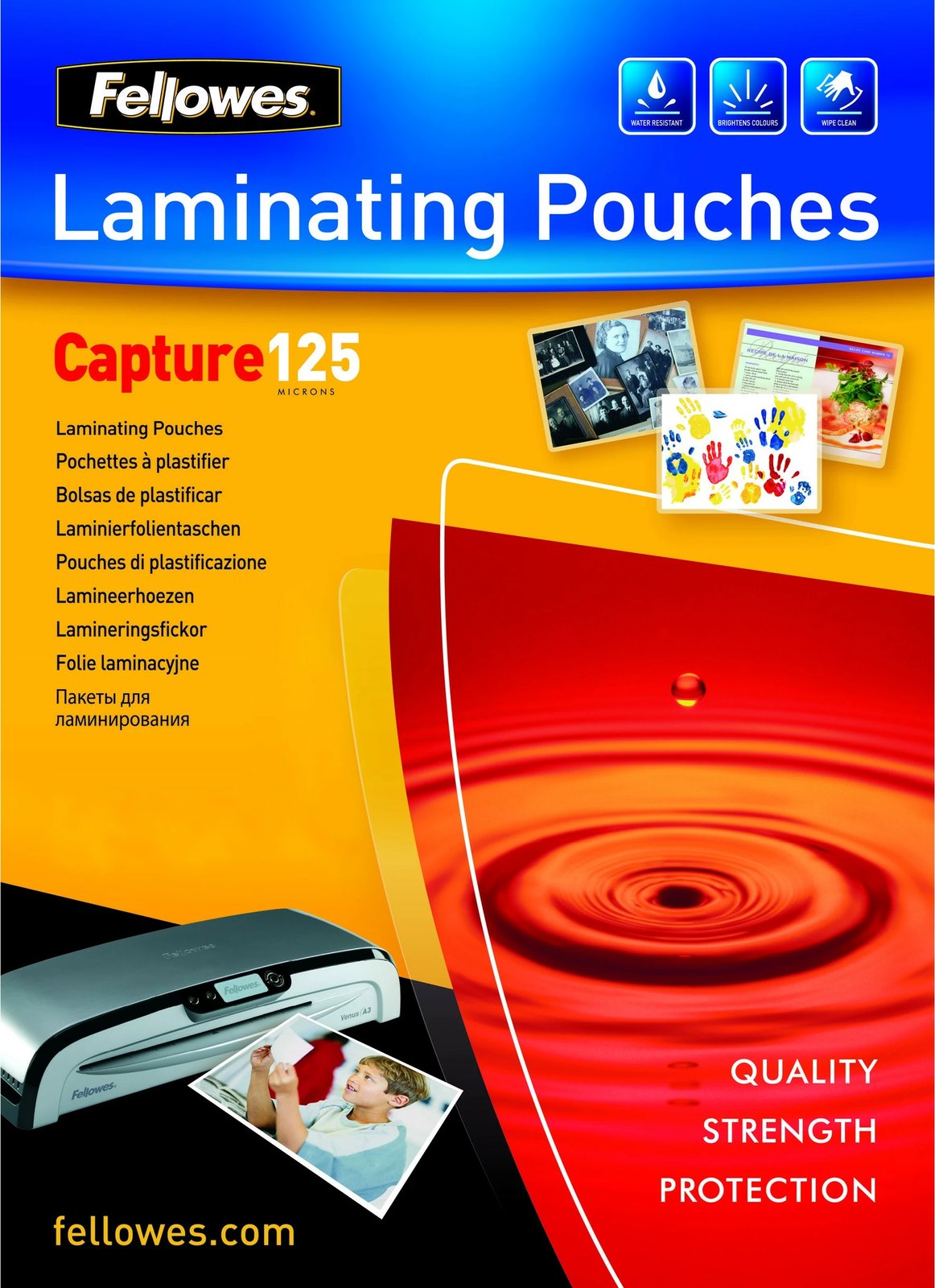 Xhepa laminimi Fellowes A6, 125 mikron, 100 copë, transparent