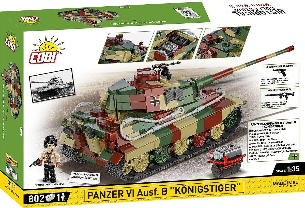 Set lodrash Cobi Klocki Panzer VI Ausf. B King Tiger, 802 pjesë, plastikë, me figurë