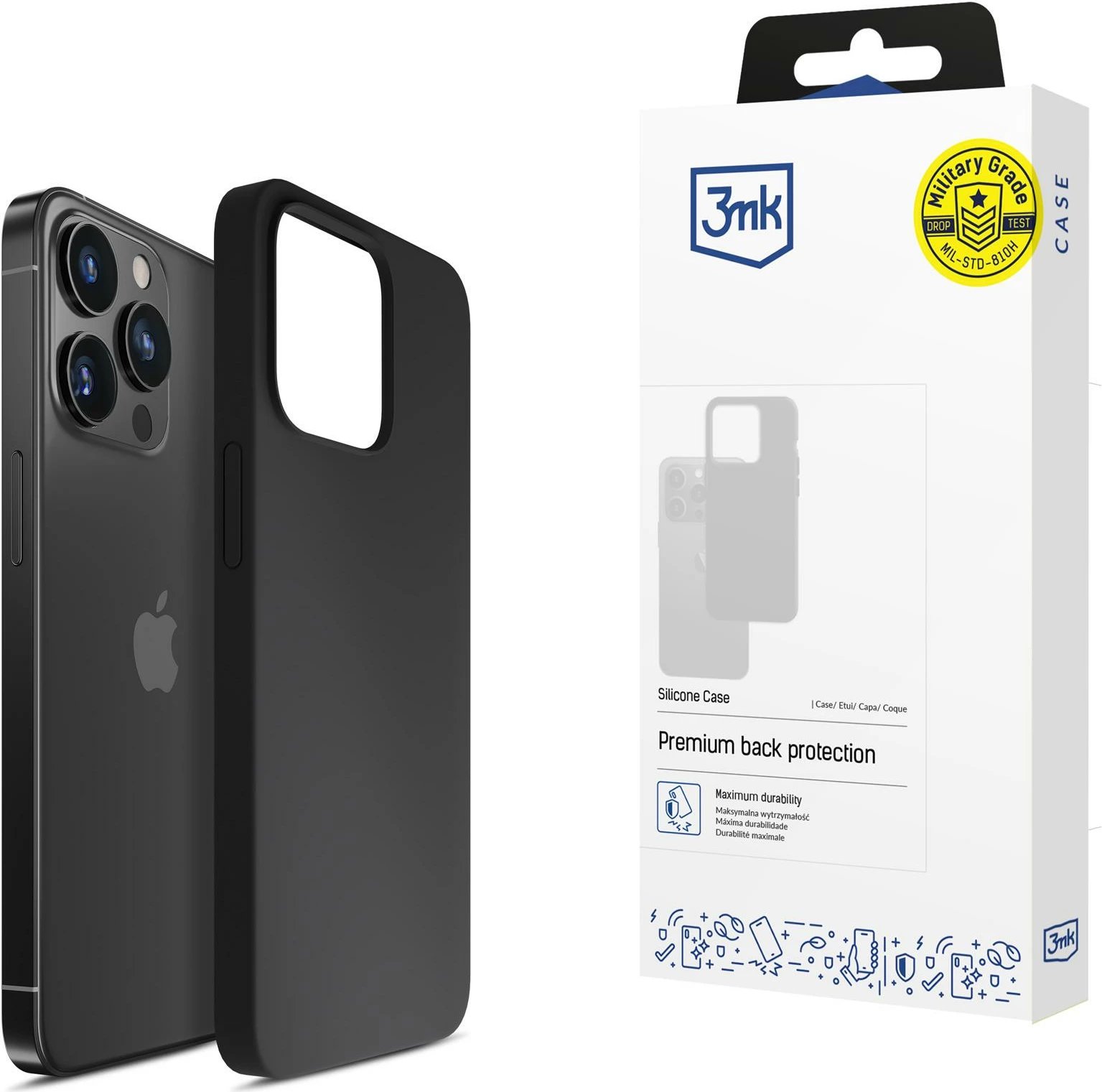 Mbështjellës silikoni 3mk për iPhone 16 Pro, i zi