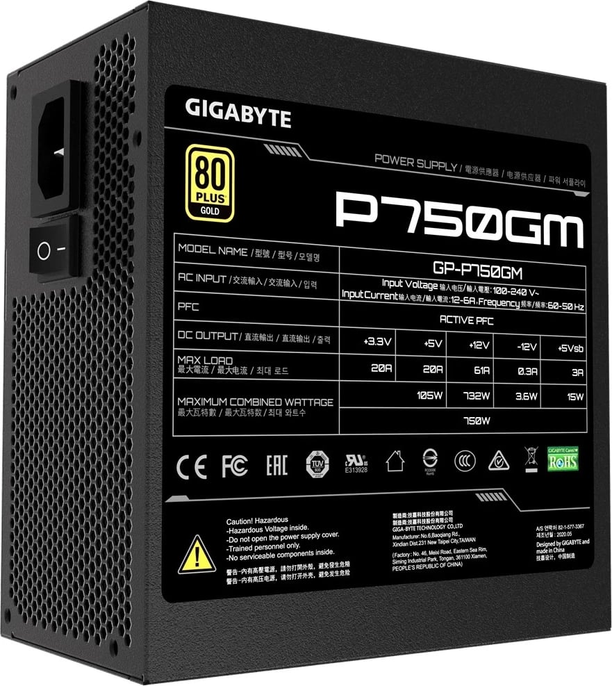 Furnizues energjie Gigabyte P750GM, 750W, 24 pin, i zi
