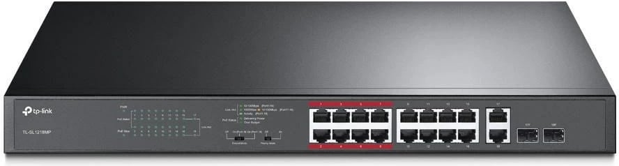Switch TP-Link TL-SL1218MP, 16-Port 10/100Mbps + 2-Port Gigabit, PoE