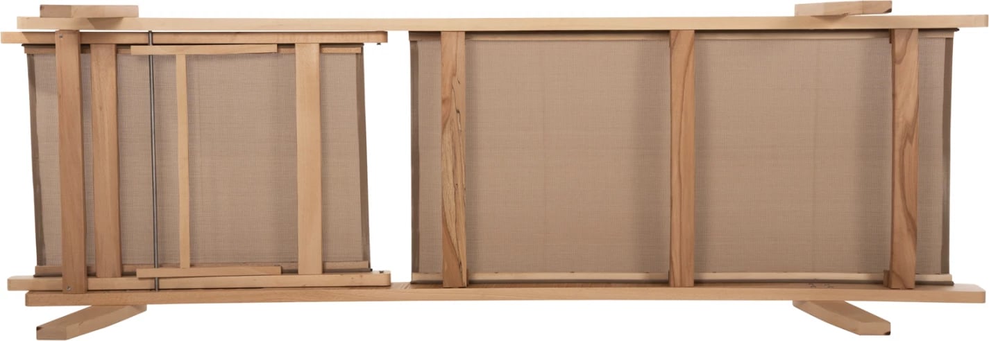 Shezlong profesional për plazh, dru ahu, ngjyrë natyrale & mocha textilene, 200x61-66x31-91H cm, FH10356.05