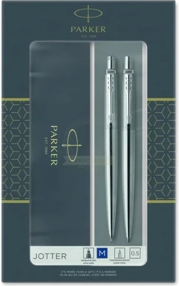 Set Parker Jotter Stilolaps + Laps, Çelik, Argjendtë