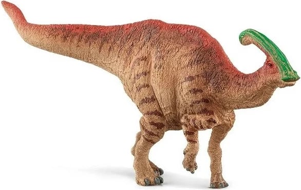 Figurinë dinosaur Schleich Parasaurolophus, 15030, kafe me të kuqe dhe jeshile