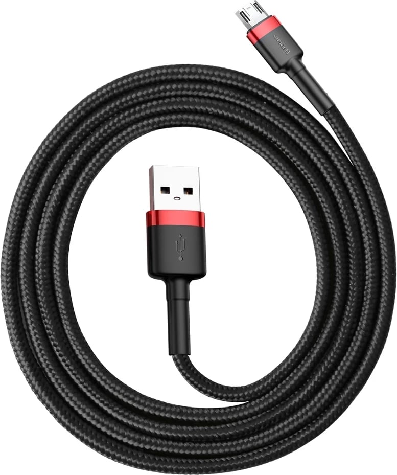 Kabllo Baseus Cafule CAMKLF-B91, USB-A në micro USB, 1m, e zezë/kuqe
