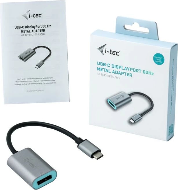 Adapter USB-C në DisplayPort I-Tec, metalik