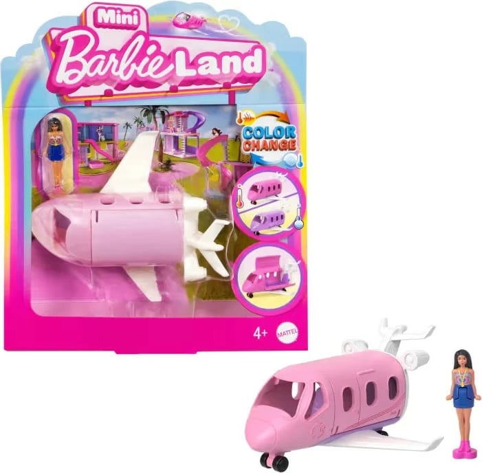 Set lodrash Barbie Mini Barbieland me avion dhe kukull, shumëngjyrësh