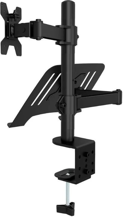 Mbajtëse tavoline Techly 2-në-1 për monitor 13-32" dhe laptop 12-17", rrotulluese, e zezë