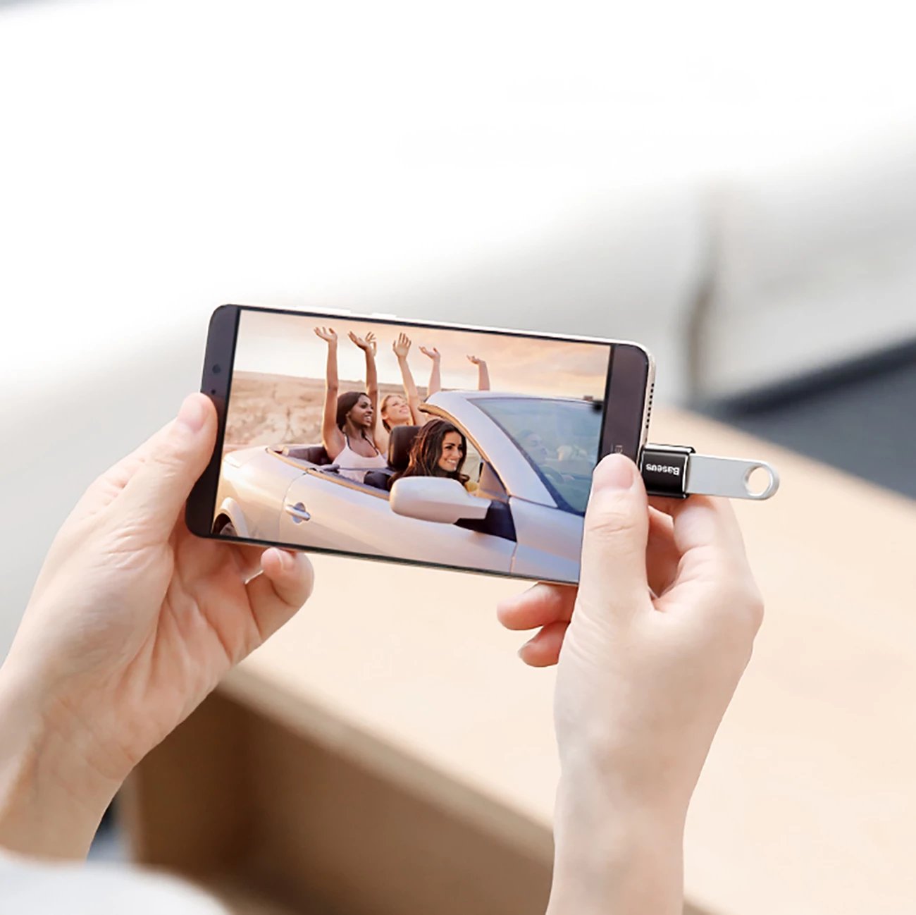 Adapter Baseus Mini CAMOTG-01, micro USB në USB-C, i zi