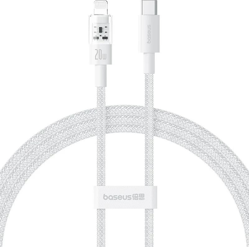 Kabllo Baseus Gem USB-C në iP për mbushje të shpejtë, 1 m, 20 W, Bardhë