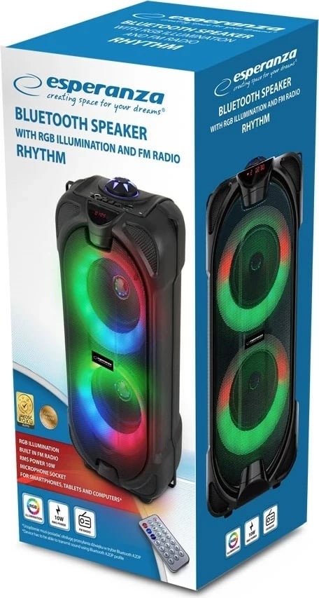 Boks Esperanza EP157 BT FM LED RGB, i zi