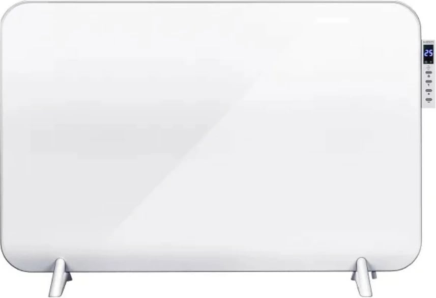 Ngrohës panelor me infra të kuqe, MPM, MUG-24, 450 W, termostat, timer, ekran, telekomandë dhe aplikacion Tuya, montim në mur ose në këmbë, mbajtëse peshqirësh, i bardhë