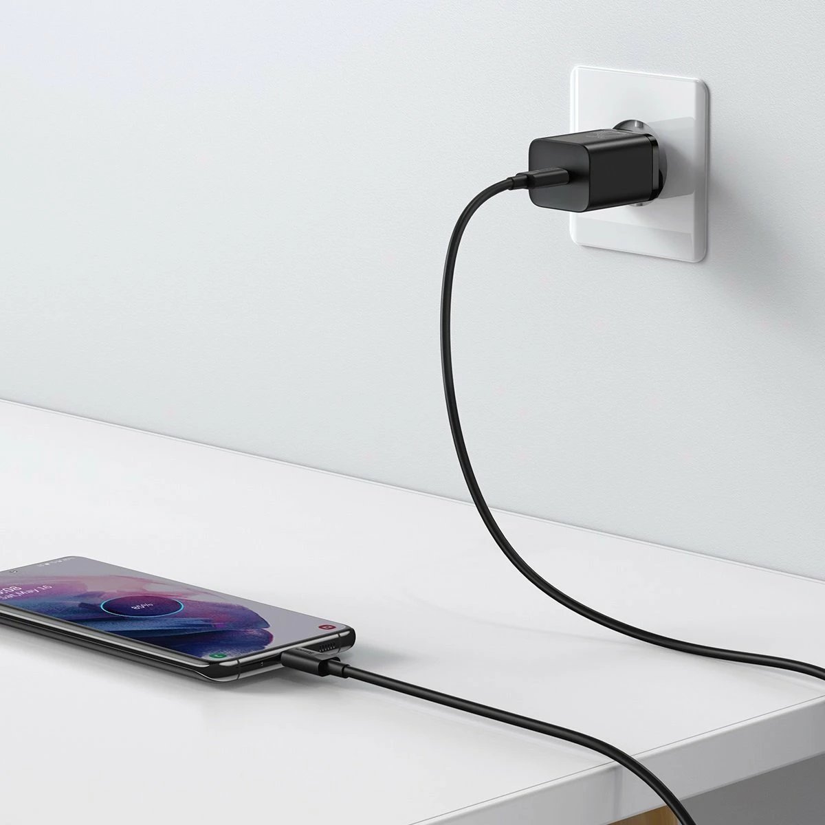 Karikues i shpejtë Baseus Super Si Quick Charger 1C 25W me kabllo USB-C në USB-C 1m, Zi
