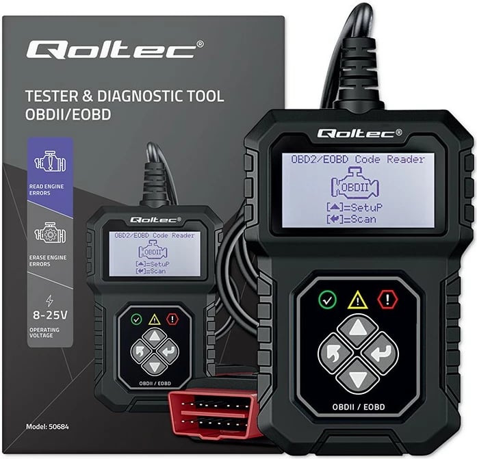 Tester diagnostikues Qoltec ProLine 50684, OBDII/EOBD, 8V-25V, i zi