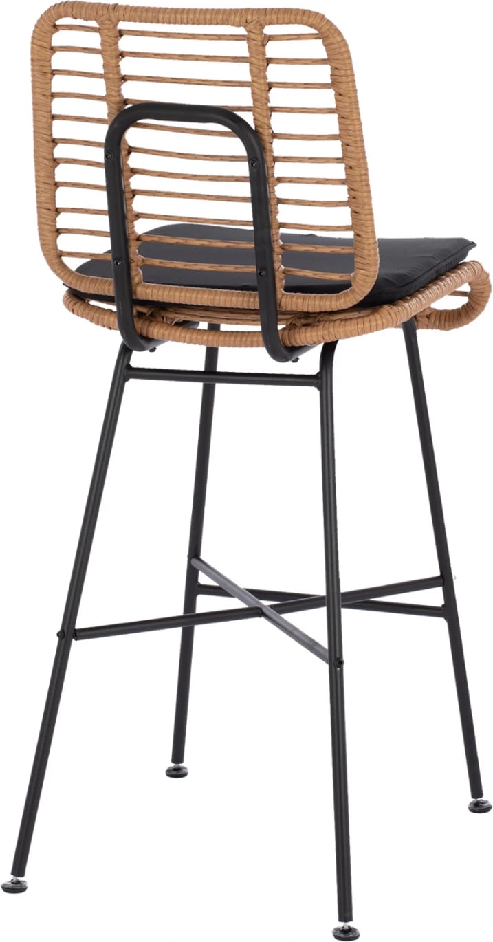 Karrige për bar metalike EDDIE me jastëk FH5708 me wicker bezhë 45x46.5x115 cm