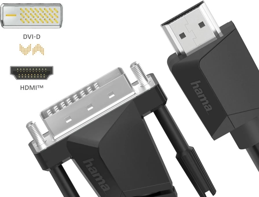 Kabllo video Hama HDMI në DVI-D, 1.5m, E zezë