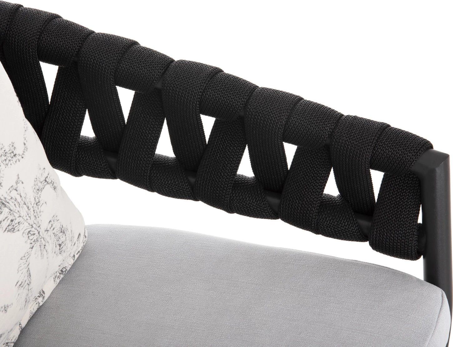 Karrige alumini CAMDEN FH6141.01 jastëk mbrapa ngjyrë ecru me dizajn print-antracit 56x60x72-87Hcm