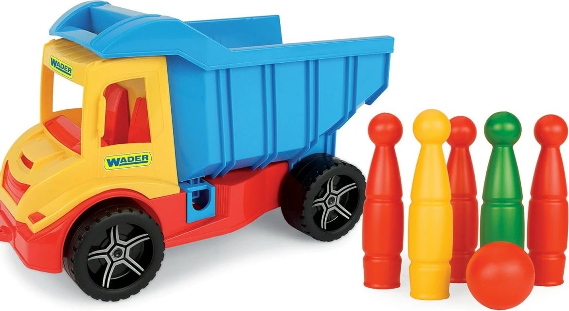 Kamion lodër Wader Multi Truck me birila bowling, 38 cm, shumëngjyrësh, set