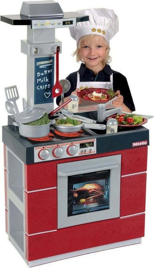 Set kuzhine lodër Klein Miele Compact Kitchen, për fëmijë, Kuqe/Zeze/Argjend