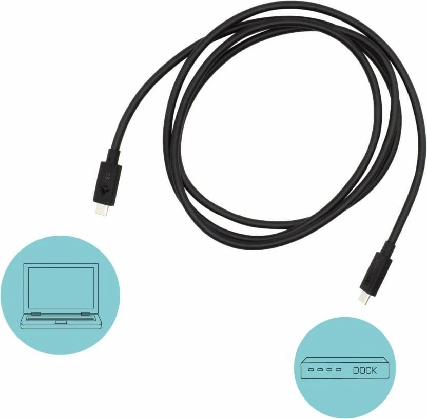Kabllo Thunderbolt 3 I-Tec 1.5m, 40 Gbit/s, USB PD 100W, e zezë