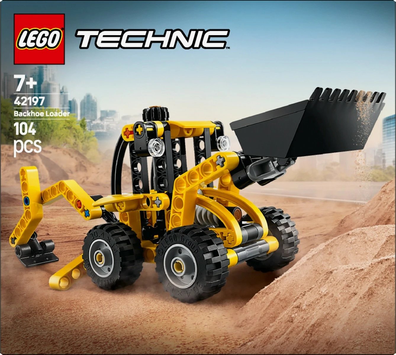 Set LEGO Technic Backhoe Loader 42197, 104 pjesë, plastik, e verdhë