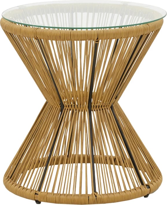 Set Naoki-Mabil për dhomë ndeje, 3 pjesë, rattan, ngjyrë natyrale dhe metal i zi