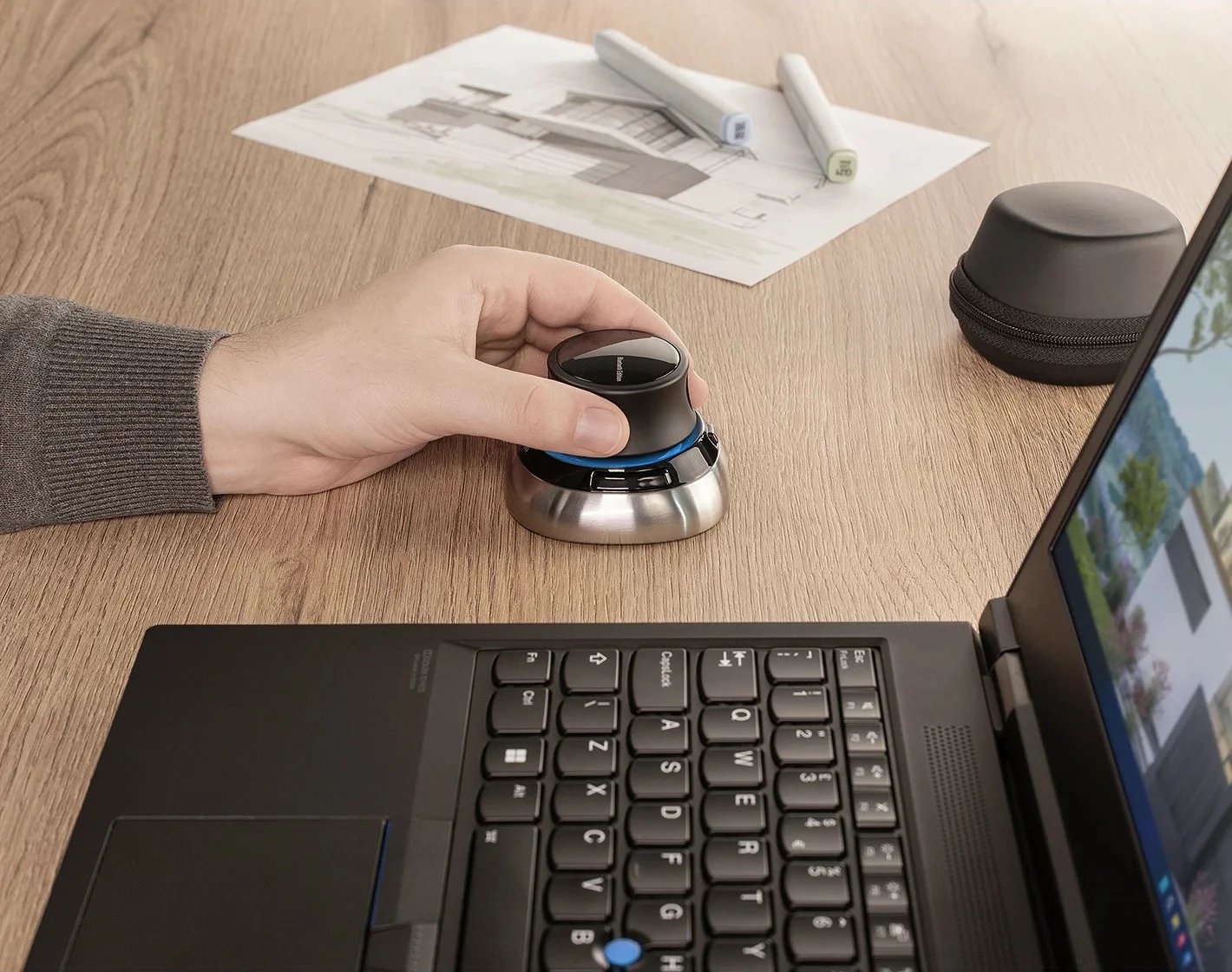 SpaceMouse 3Dconnexion, 6DoF, RF Wireless + Bluetooth + USB Type-A, Ngjyrë e zezë, blu, argjendtë