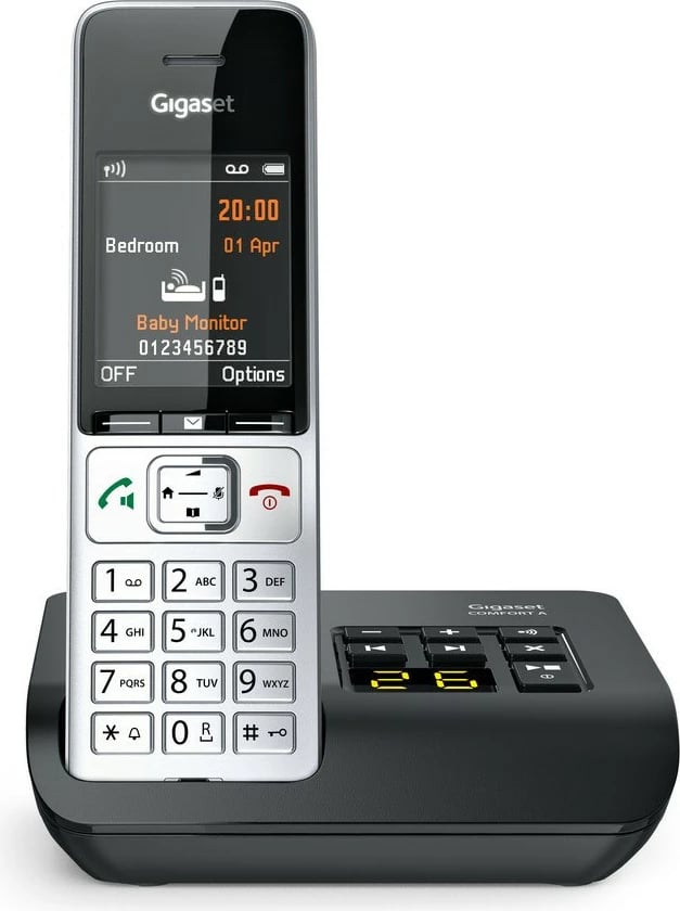 Telefon fiks Gigaset COMFORT 500A, analog/DECT, regjistrues automatik, ekran ngjyrë, 200 kontakte, i zi/argjendtë Telefon fiks Gigaset COMFORT 500A, analog/DECT, regjistrues automatik, ekran ngjyrë, 200 kontakte, i zi/argjendtë