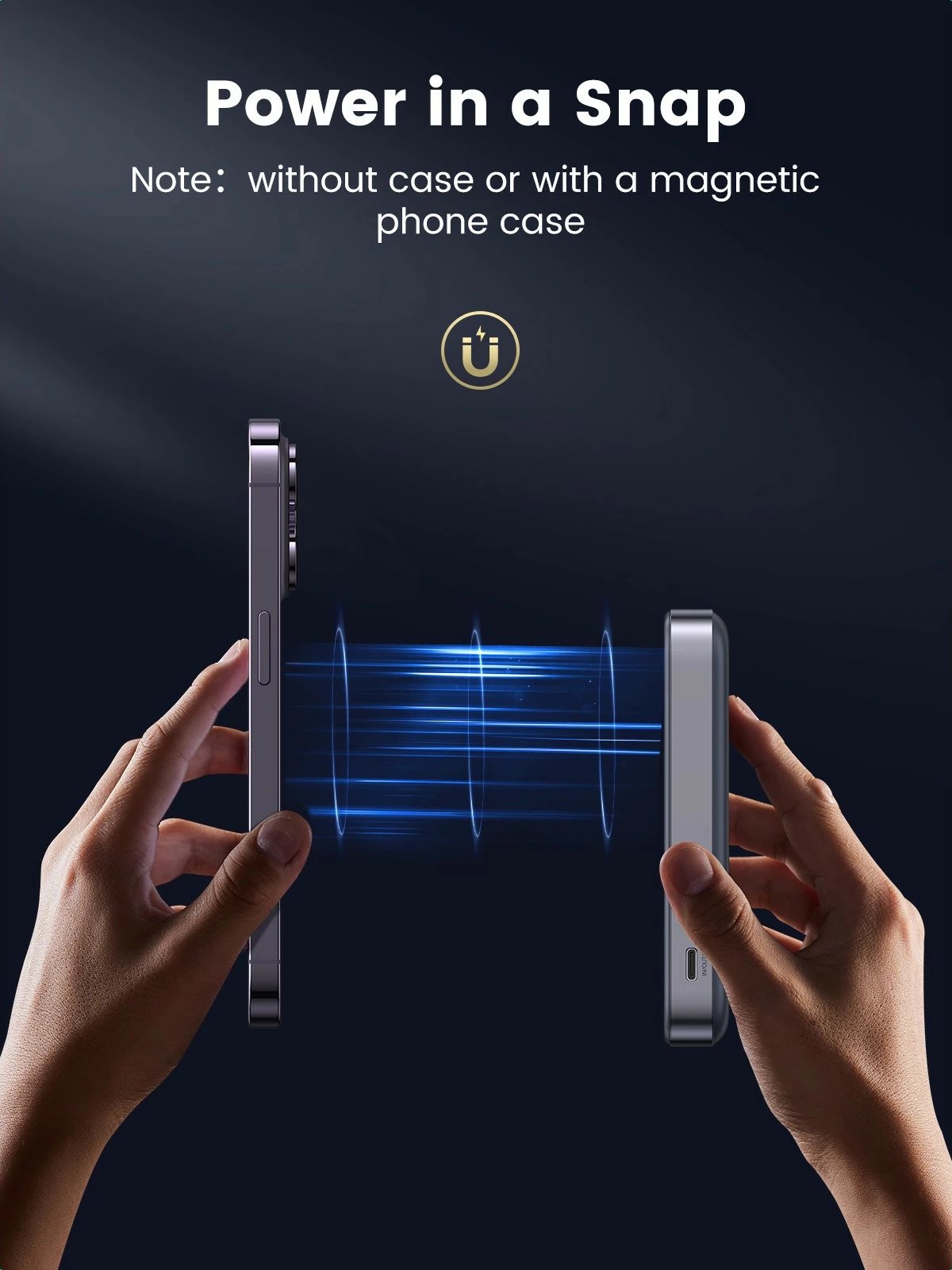 Powerbank Ugreen 10000mAh Mini Wireless 20W me MagSafe, gri