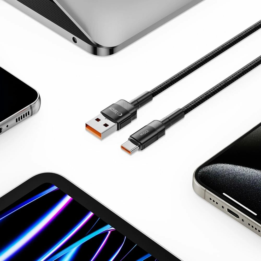 Kabllo Tech-Protect UltraBoost Evo, USB-C në USB-A, 0.25m, 100W, e zezë