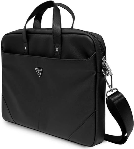 Çantë laptopi Guess Saffiano Triangle Logo, 16 inç, e zezë