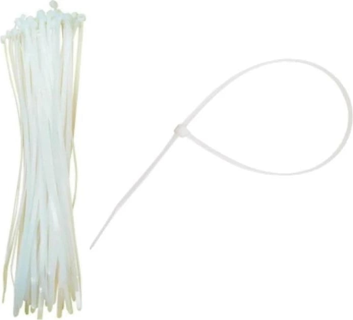 Lidhëse kabllosh BOSTIK 29cm x 3.6mm, 100 copë, të bardha