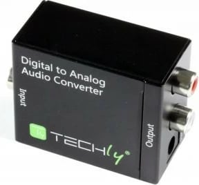 Konvertues audio digjital në analog Techly 301139, Toslink/Coaxial në RCA, i zi