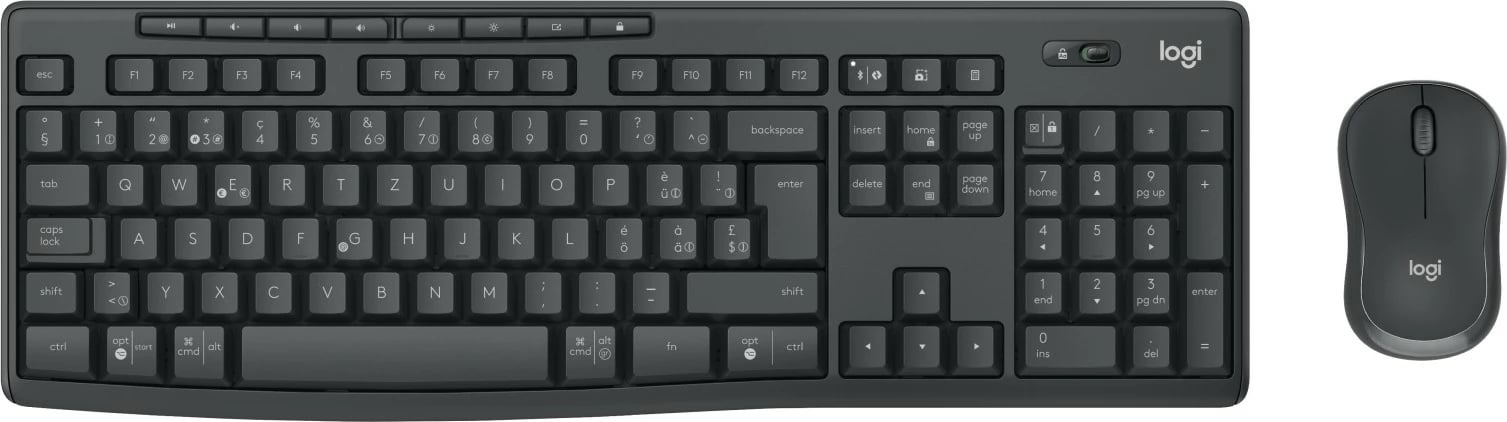 Kombo maus dhe tastierë Logitech MK370, Wireless, RF Wireless + Bluetooth, Membranë, QWERTZ, Grafit