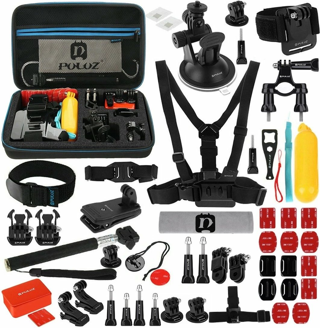 Set aksesorësh për kamera sportive Puluz PKT09, 53 copë, universal