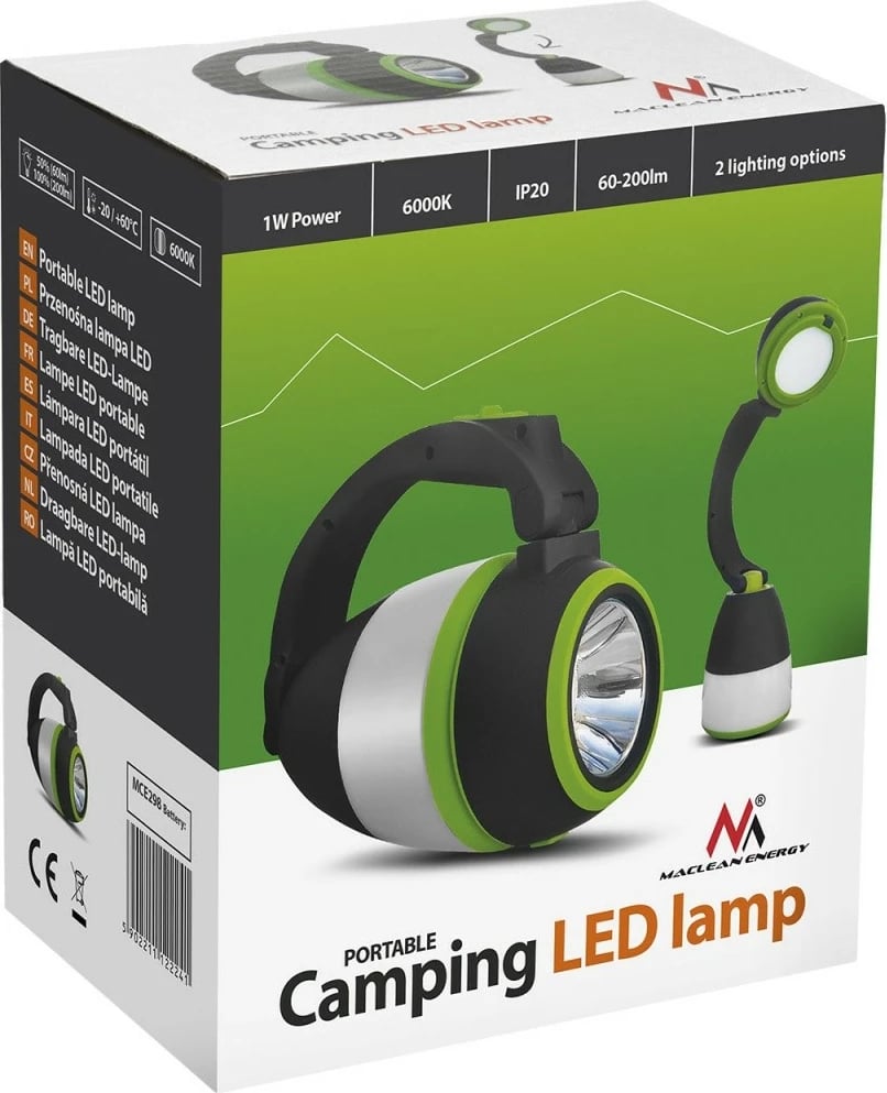 Llambë LED 3-në-1 Maclean MCE298 me powerbank, e zezë/gjelbër/bardhë