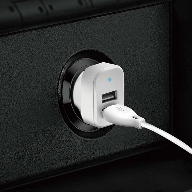 Karikues veture Dudao R7 me 2x USB, kabllo 3-në-1, 2.4A, Bardhë