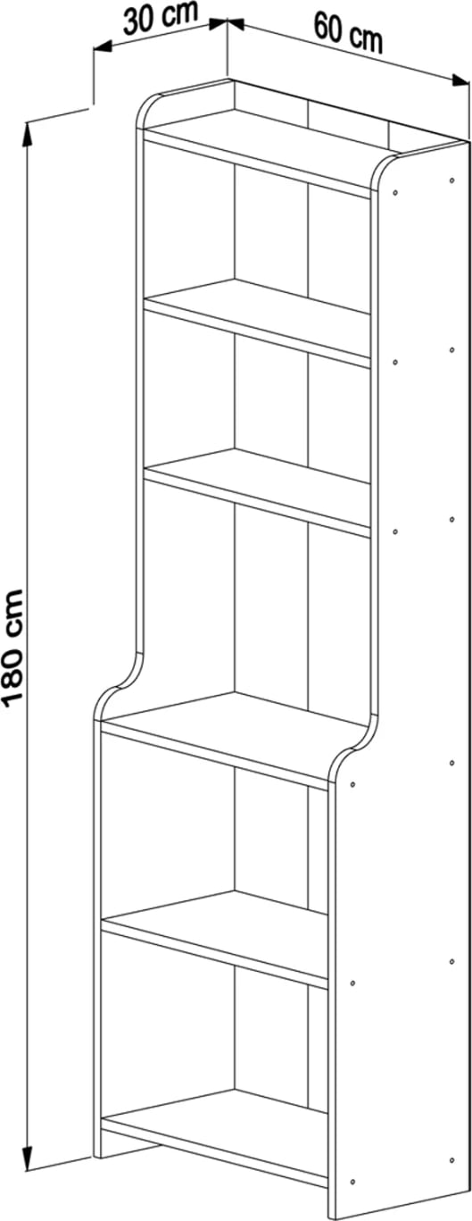 Raft librash NEAT FH18194.04 melaminë, ngjyrë druri natyral, 60x30x180 cm
