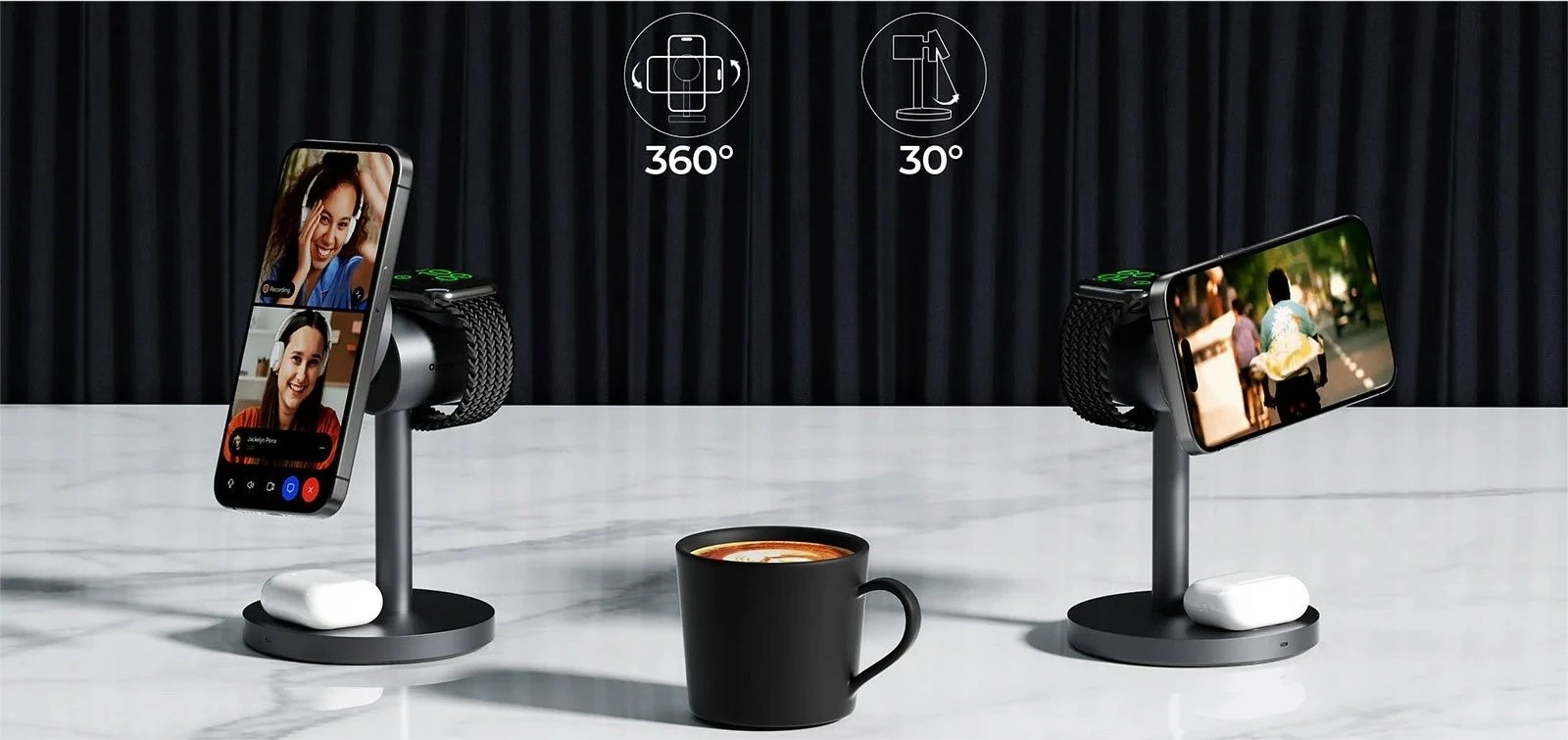 Stacion karikimi wireless 3-në-1 AUKEY LC-MC311 MagFusion, 15W, PD 30W, Gri