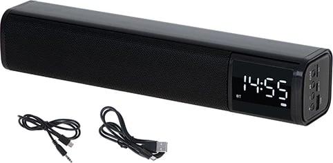 Altoparlant me orë zgjimi, Adler AD 1191, Bluetooth 5.0, stereo 2x5W, SD/USB/AUX, bateri 1200 mAh, i zi