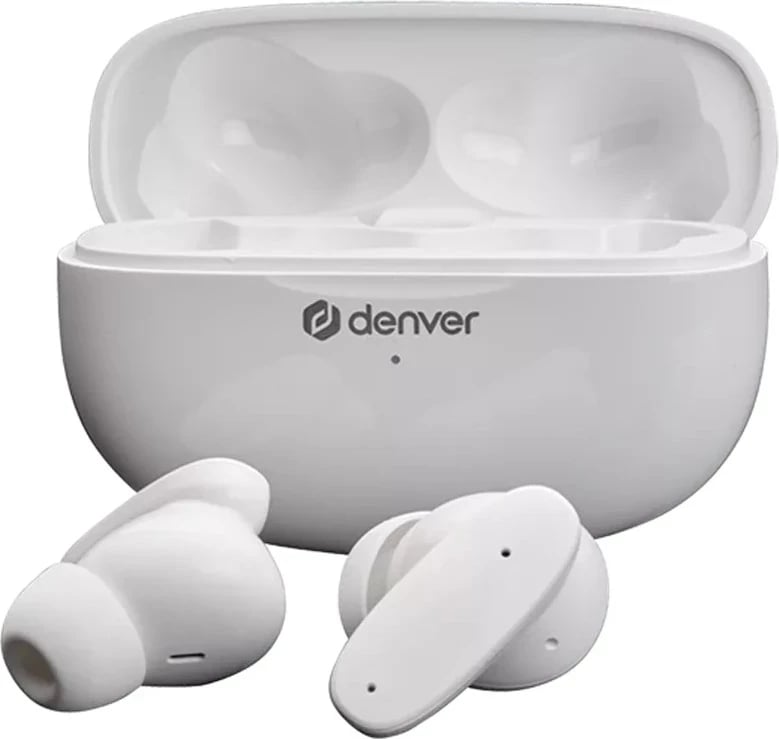 Kufje Denver TWE-49 me anulim zhurme, Bluetooth, të bardha
