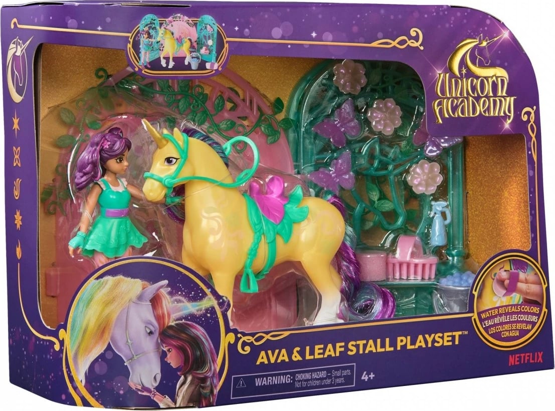 Set figurina Unicorn Academy Spin Master 6072051, Ava & Leaf, me aksesorë, ndryshim ngjyre