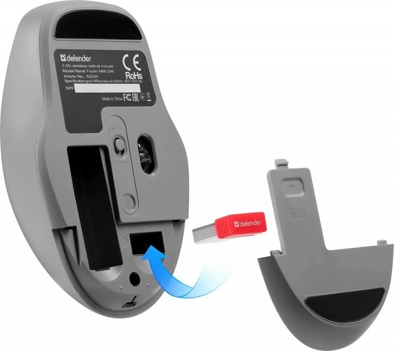 Maus pa kabllo Defender Feam MM-296 RF, 1600 DPI, Mint