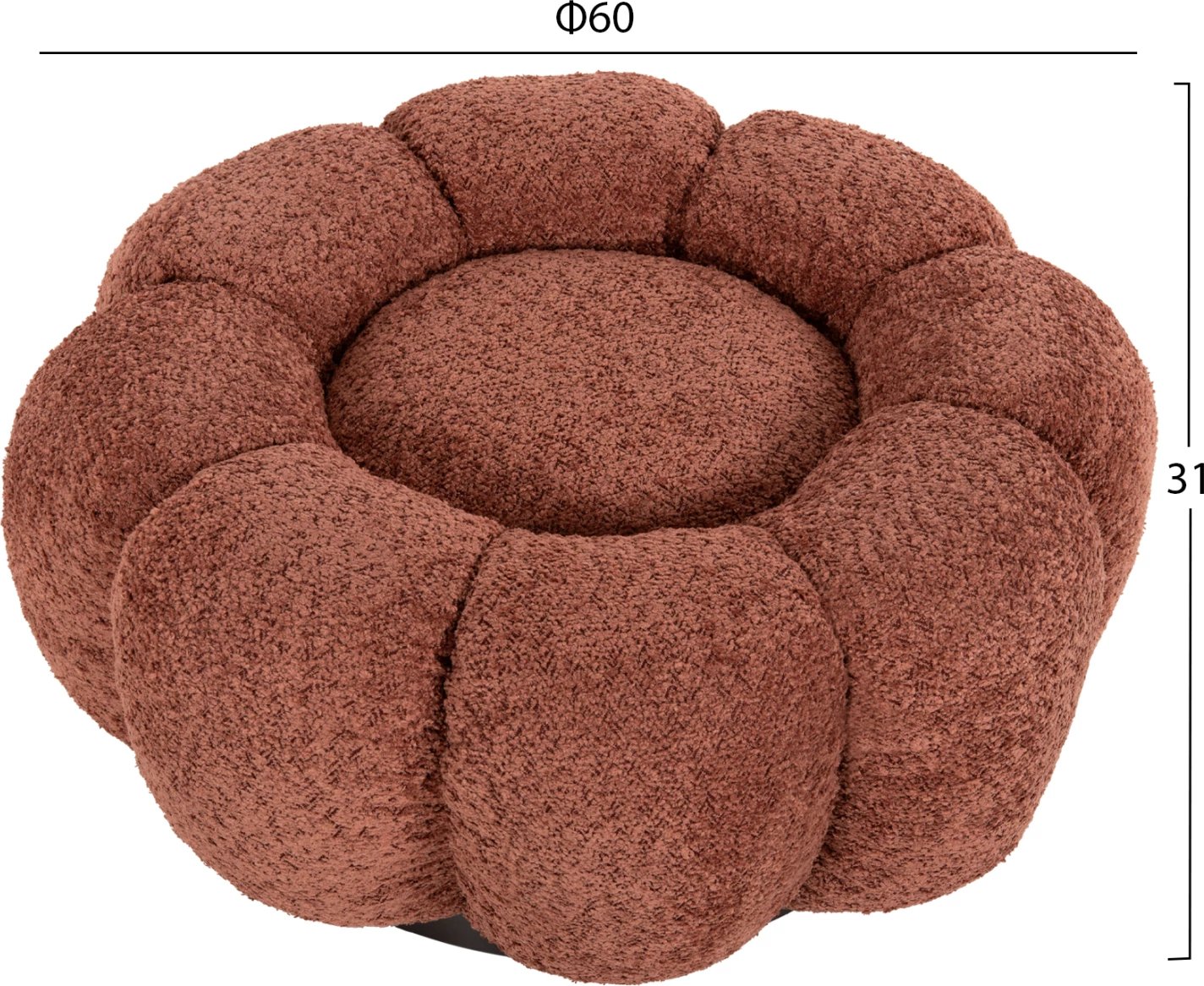 Karrige për bar, ngjyrë rozë boucle, bazë metalike e zezë, Φ60x31H cm