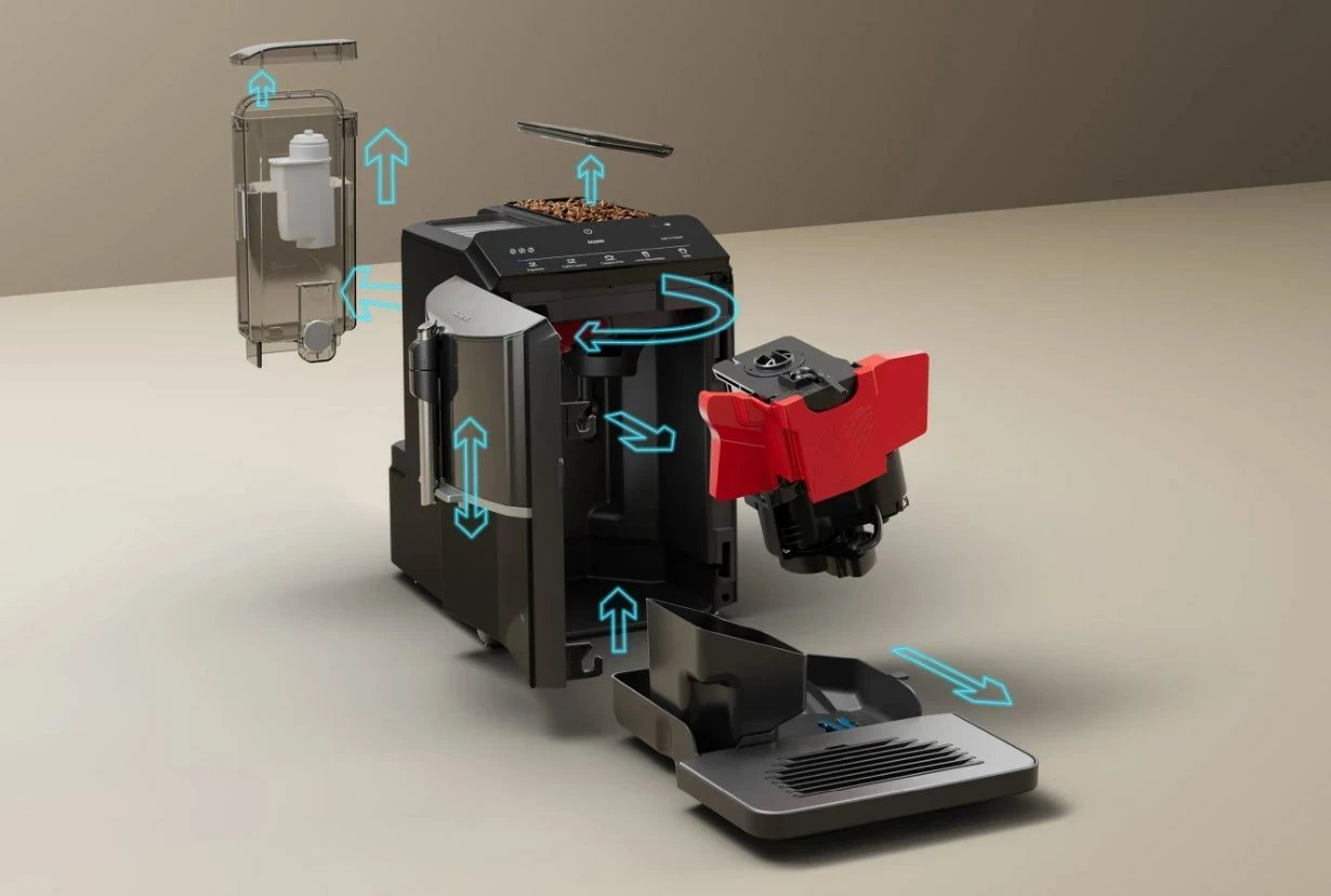Aparat kafeje Siemens EQ.300 TF301E19, plotësisht automatik, 1.4 L, i zi