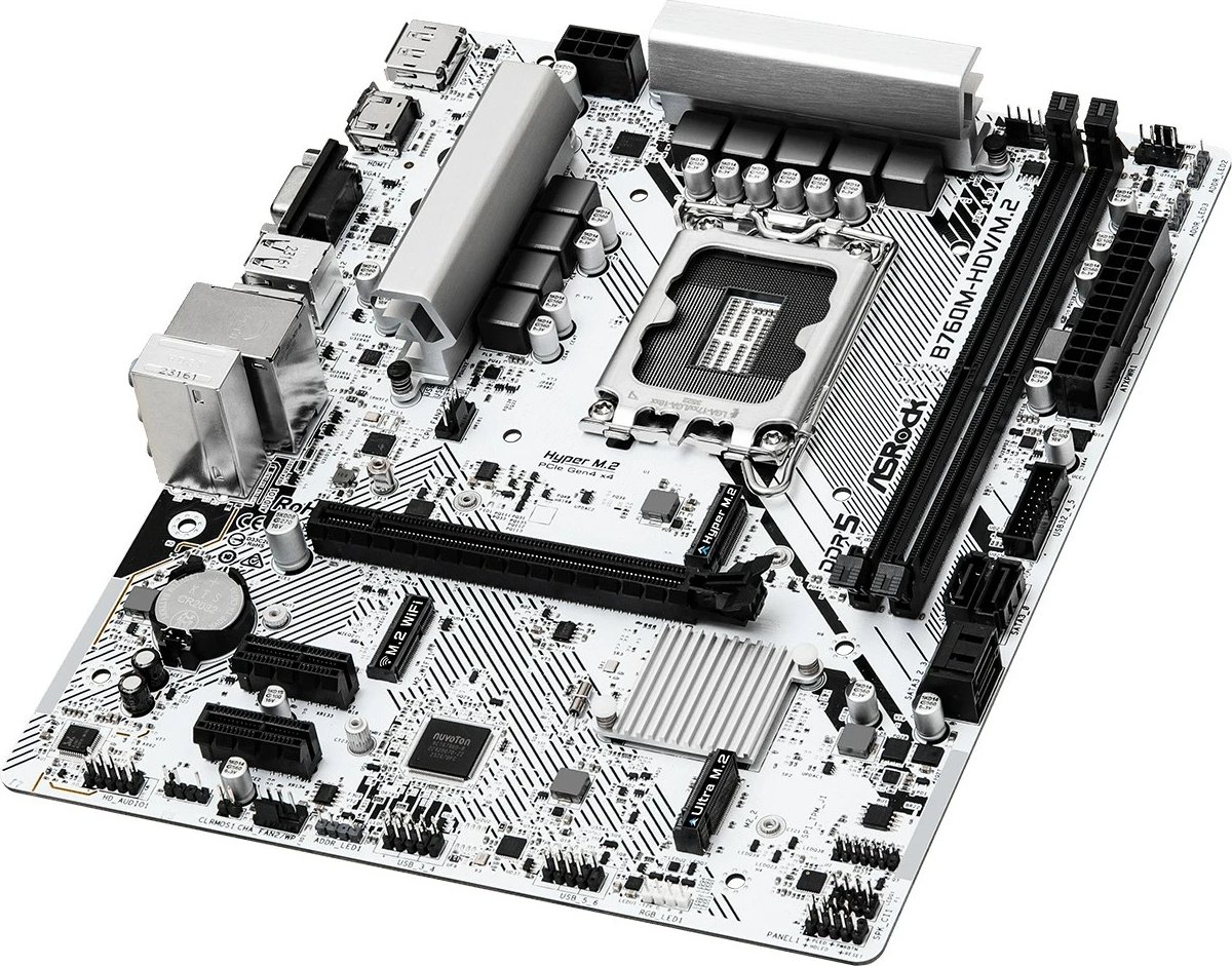 Pllakë amë Asrock B760M-HDV/M.2, Socket LGA 1700, micro ATX, DDR5, Bardhë