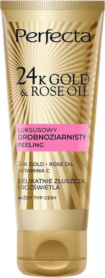 Scrub për fytyrë për femra Perfecta 24K Gold & Rose Oil Luxury Fine Grain, 75g