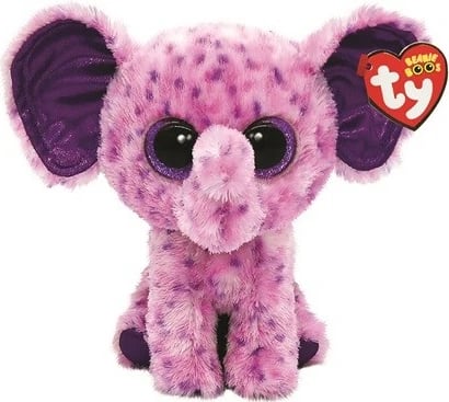 Lodër pelushi TY Eva, elefant, 15 cm, rozë/vjollcë