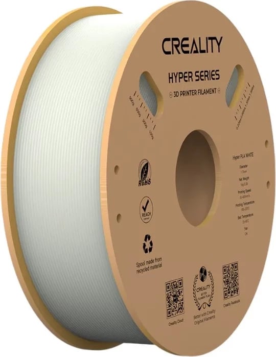 Filament PLA Creality Hyper Series 1.75mm, 1kg, Bardhë